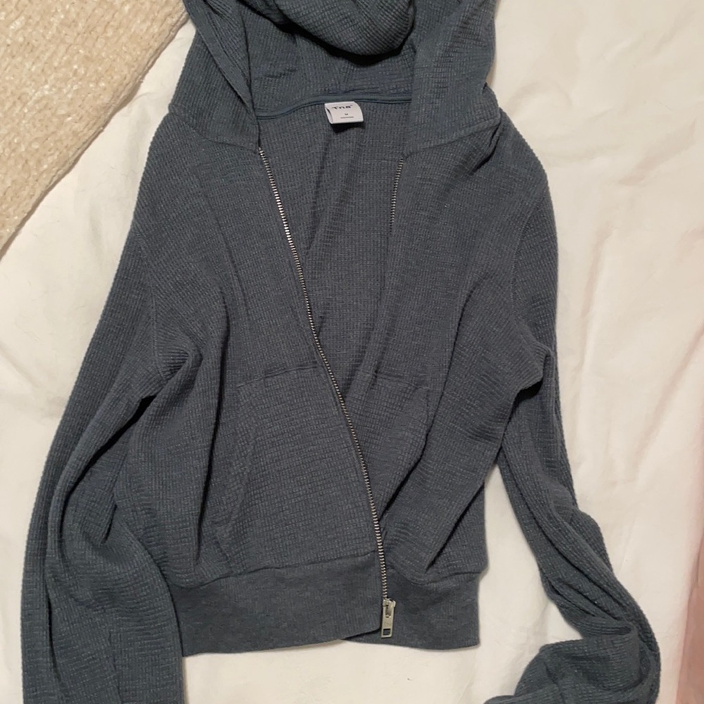 Aritzia TNA Blue Cropped Zip UP